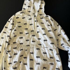 Nike White and Black Logo Hoodie